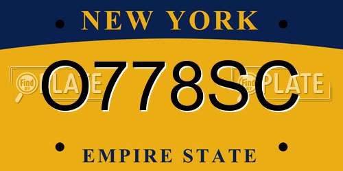 O778SC New York License Plate