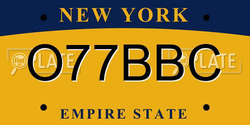 O77BBC New York License Plate