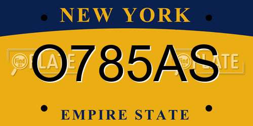 O785AS New York License Plate