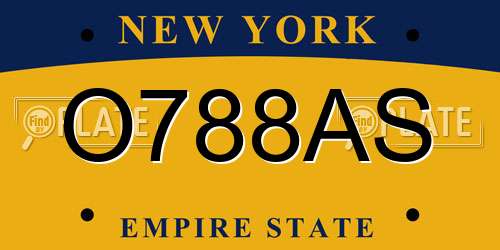 O788AS New York License Plate