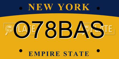 O78BAS New York License Plate