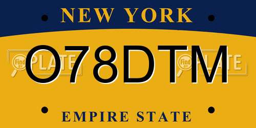 O78DTM New York License Plate