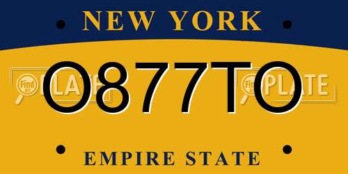 O877TO New York License Plate