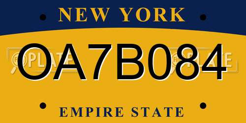 OA7B084 New York License Plate