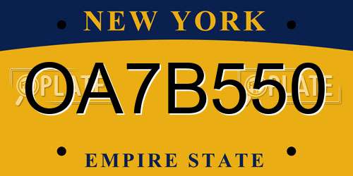 OA7B550 New York License Plate