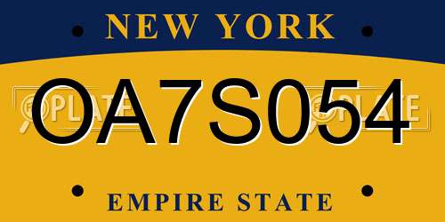 OA7S054 New York License Plate
