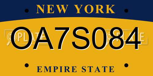 OA7S084 New York License Plate