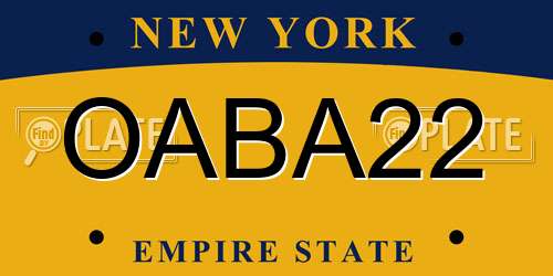 OABA22 New York License Plate