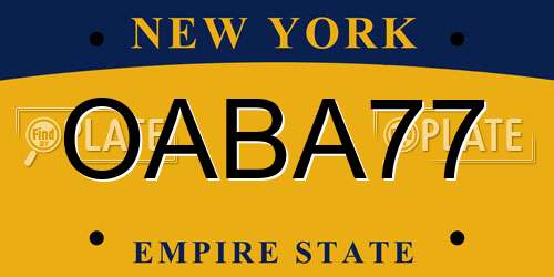 OABA77 New York License Plate
