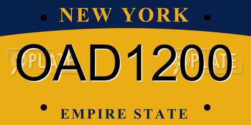 OAD1200 New York License Plate
