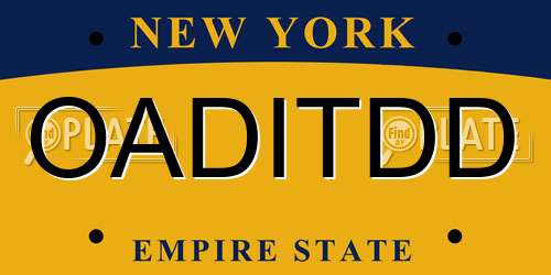OADITDD New York License Plate