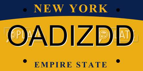 OADIZDD New York License Plate