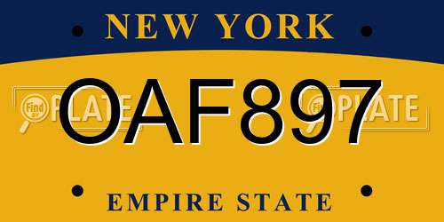 OAF897 New York License Plate