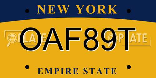 OAF89T New York License Plate