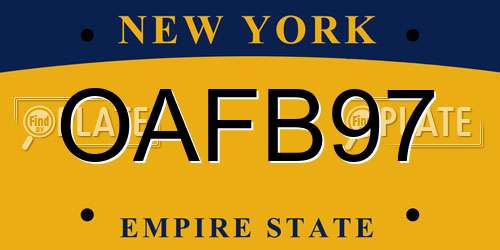 OAFB97 New York License Plate