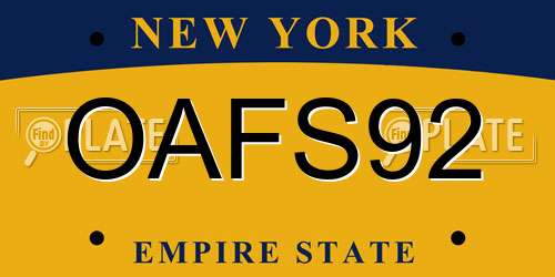 OAFS92 New York License Plate