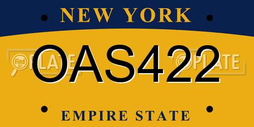 OAS422 New York License Plate