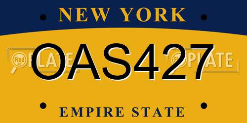 OAS427 New York License Plate