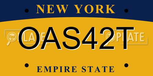 OAS42T New York License Plate