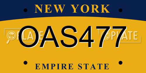 OAS477 New York License Plate