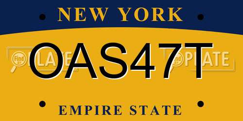 OAS47T New York License Plate