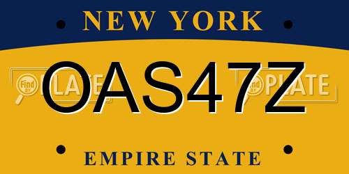 OAS47Z New York License Plate