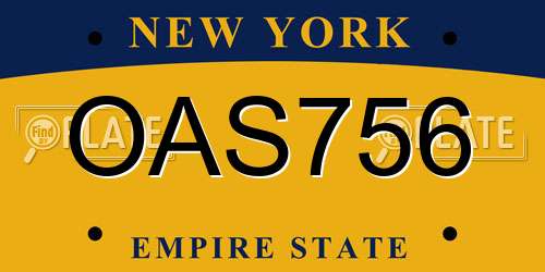 OAS756 New York License Plate