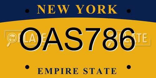OAS786 New York License Plate
