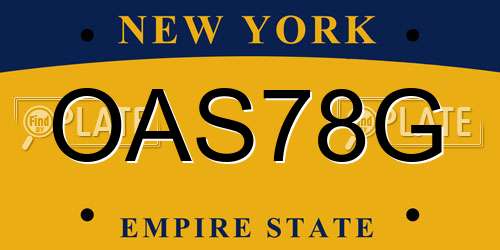 OAS78G New York License Plate