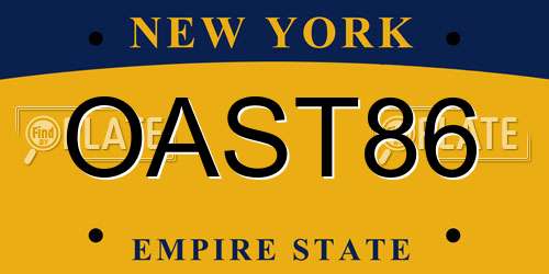 OAST86 New York License Plate