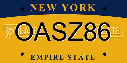 OASZ86 New York License Plate