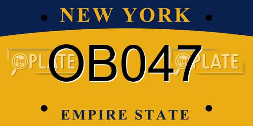 OB047 New York License Plate