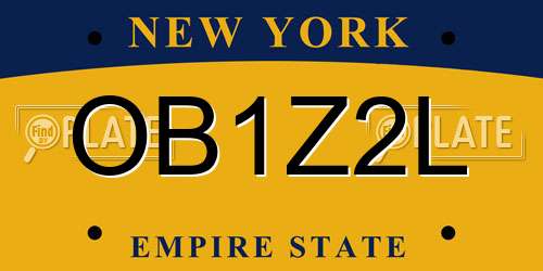 OB1Z2L New York License Plate