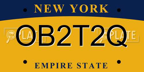 OB2T2Q New York License Plate