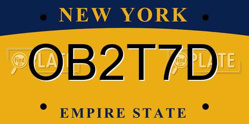 OB2T7D New York License Plate