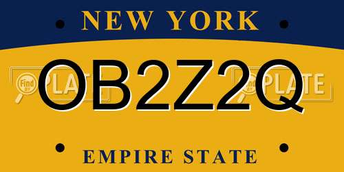 OB2Z2Q New York License Plate