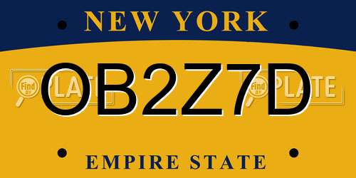 OB2Z7D New York License Plate
