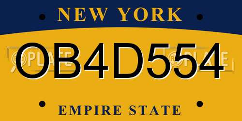 OB4D554 New York License Plate