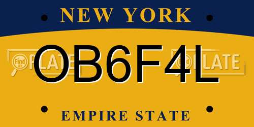 OB6F4L New York License Plate