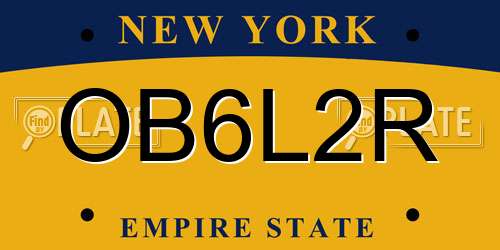OB6L2R New York License Plate