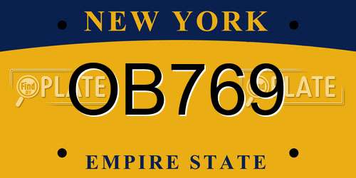 OB769 New York License Plate