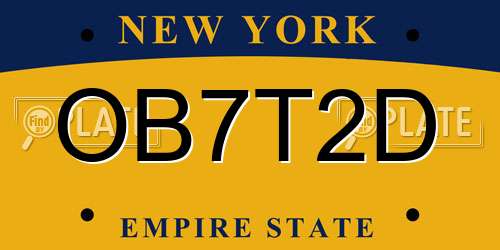 OB7T2D New York License Plate