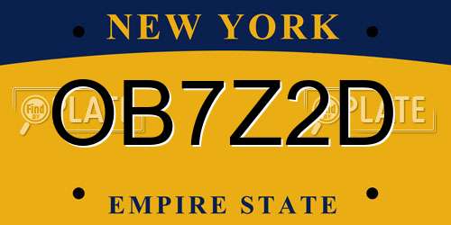 OB7Z2D New York License Plate