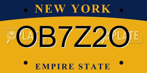 OB7Z2O New York License Plate