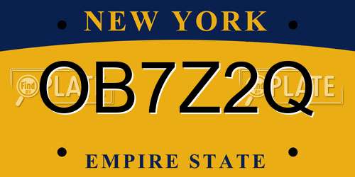 OB7Z2Q New York License Plate