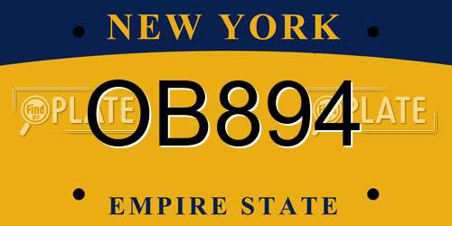 OB894 New York License Plate