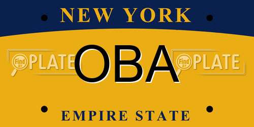 OBA New York License Plate