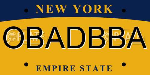 OBADBBA New York License Plate