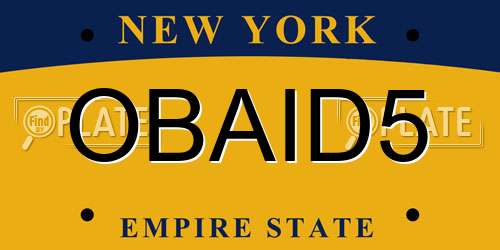 OBAID5 New York License Plate