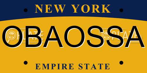 OBAOSSA New York License Plate